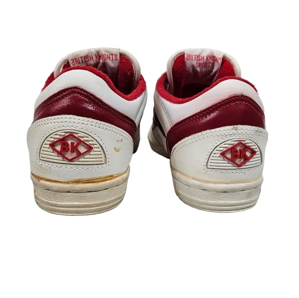 Vintage 80s British Knights Red & White Quilted Leather Sneakers 6.5 Women's‎
